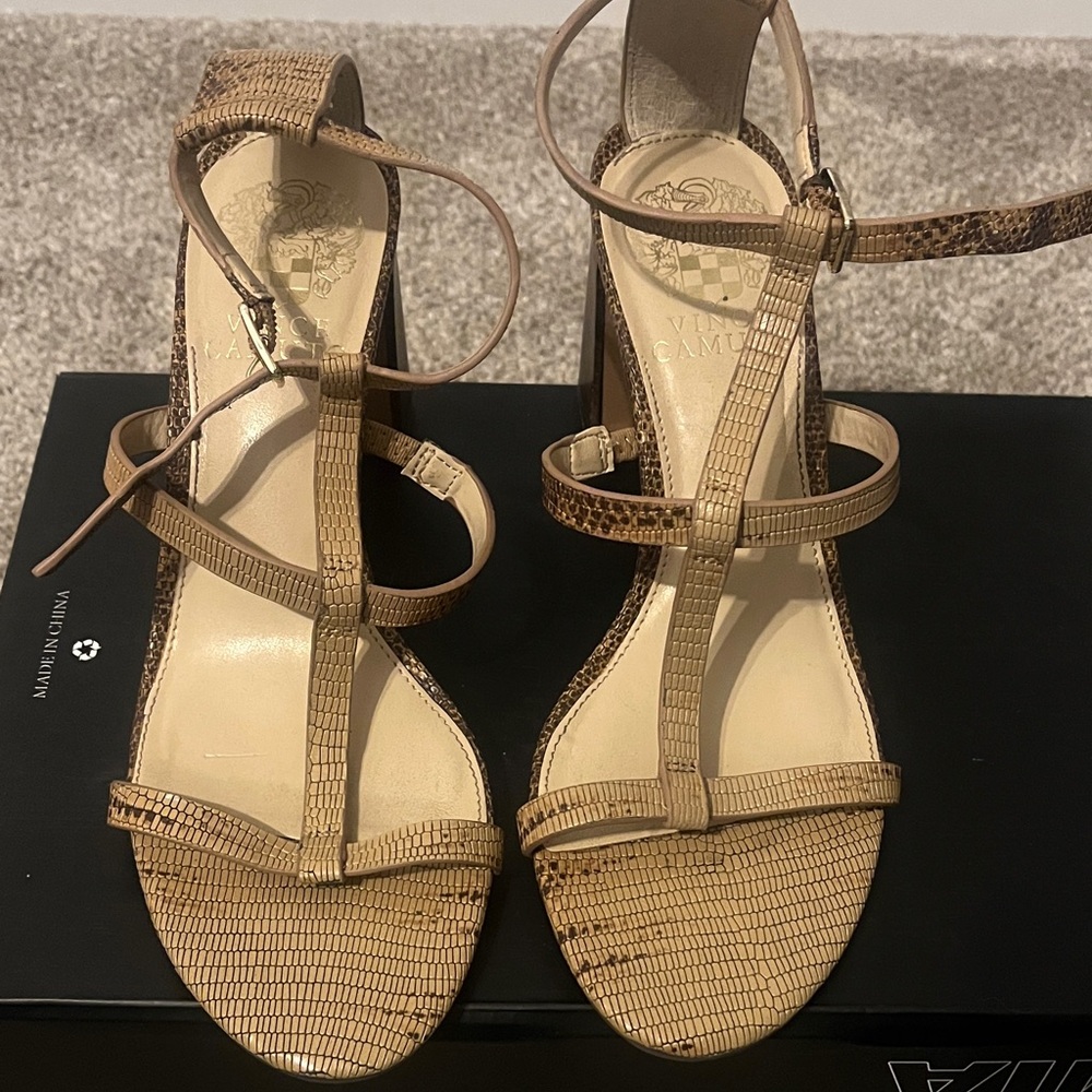 Vince Camuto Brown Textured Heels